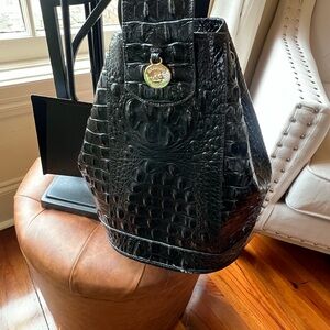 Brahmin Black Crocodile Embossed Shoulder Bag